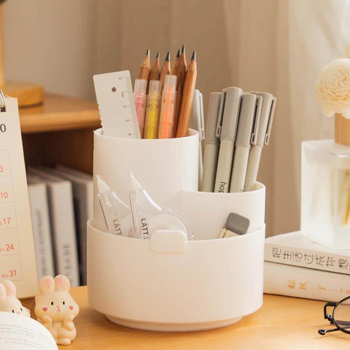笔筒收纳盒旋转笔筒办公室桌面轻奢高级感学生男孩女孩大容量超大