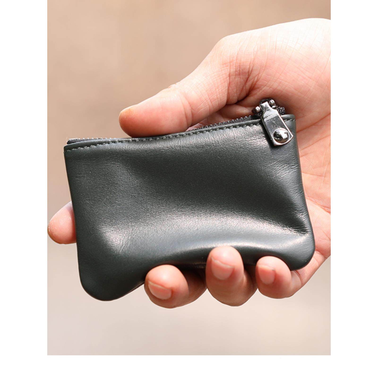 拉炼迷你零钱包简约便携羊皮质感超软小钱包覆古硬币包男女通用