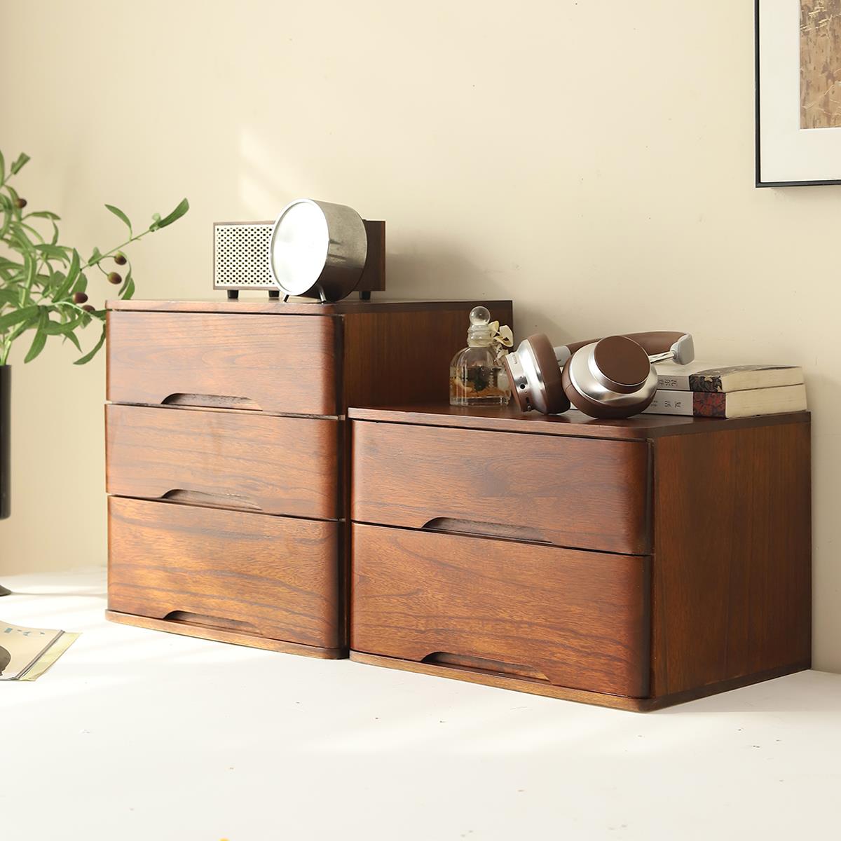 实木简约桌面收纳柜抽屉式多层整理盒客厅玄关小收纳柜组合飘窗柜