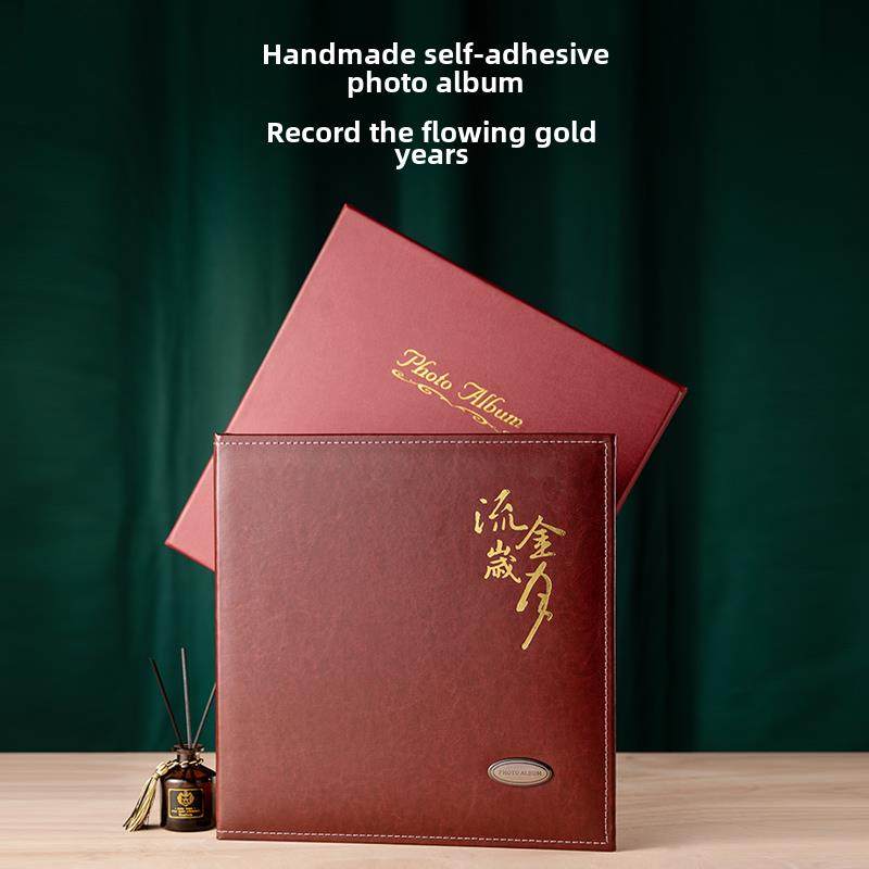 相册相册DIY相册覆古大容量不干胶层压口袋皮革相册热冲压定制领