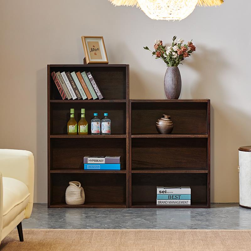 北欧全实木组合书柜南美黑胡桃木简约现代书架书房展示柜子置物架