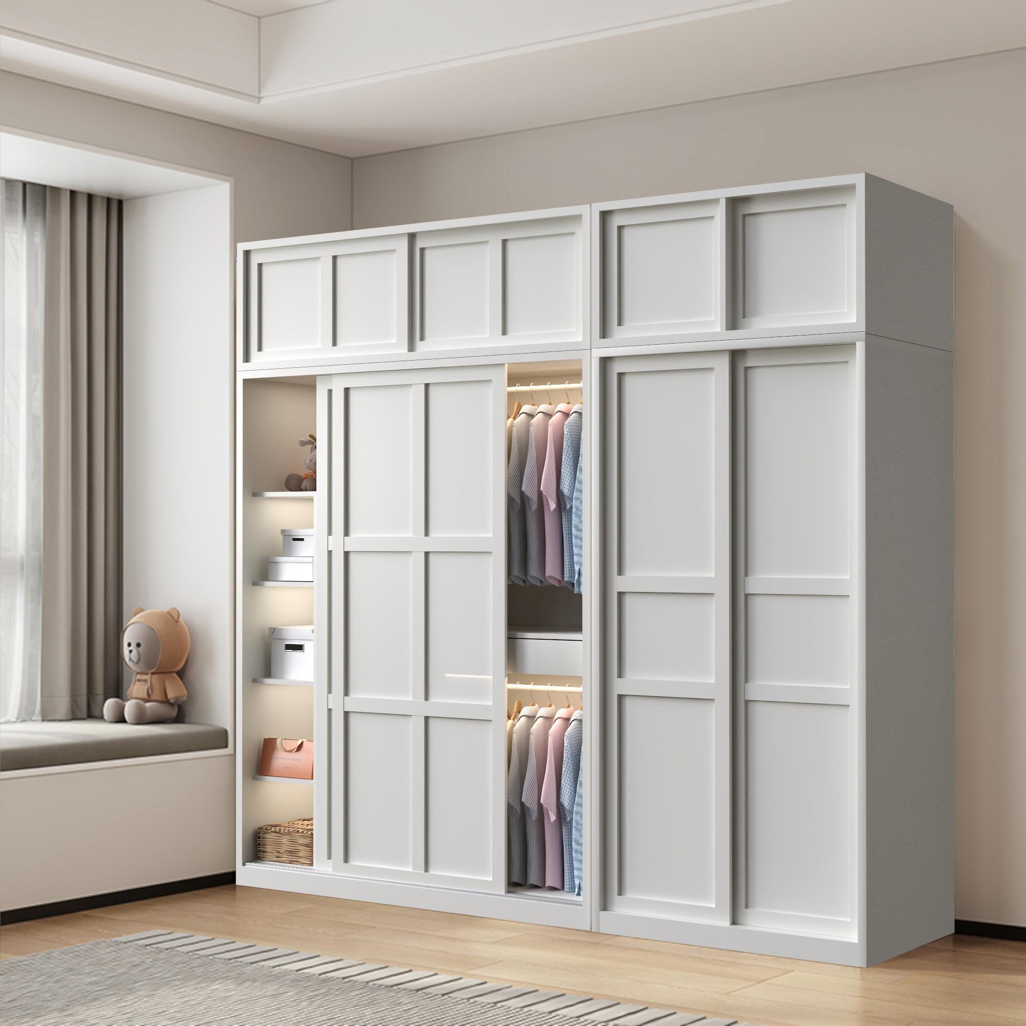 2025新钢制金属推拉门衣柜家用卧室儿童房大容量衣柜储物收纳衣橱