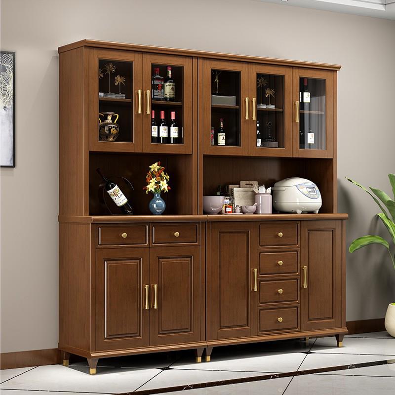 2025新款中式实木酒柜玻璃门抽屉客厅餐厅靠墙一体展示储物柜