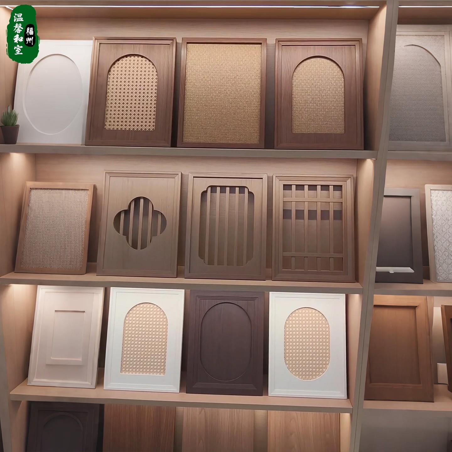 藤编柜门宋代美学中古风餐边柜骨骼工艺胡桃木色衣柜门折叠门定制