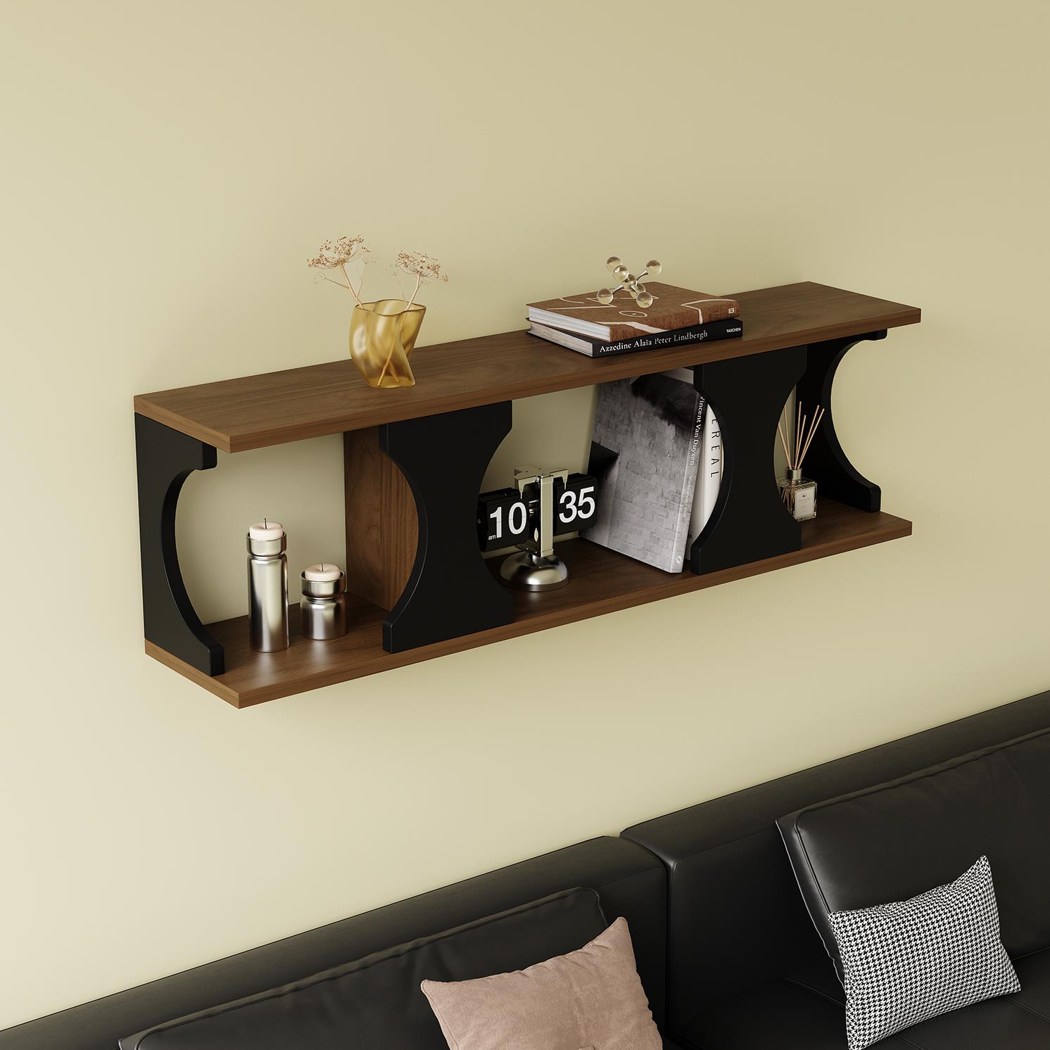 实木墙上置物架中古风壁挂式书架客厅收纳餐厅储物手办创意展示柜