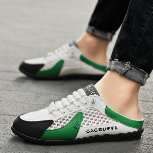 夏季休闲鞋透气网鞋防臭凉鞋无后跟布鞋男生拖鞋外穿可开车半拖鞋