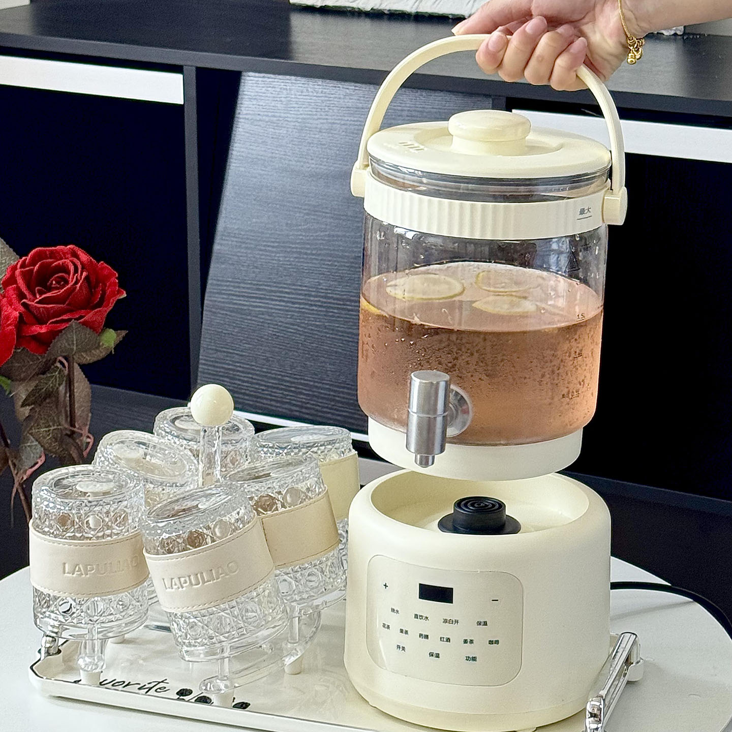 煮花茶二代电水壶家用烧水大容量复古养生壶迷你型一人办公室女款