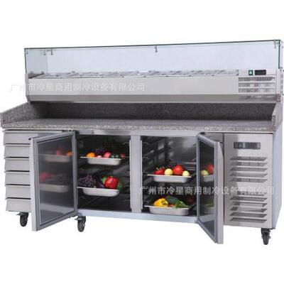 台式沙拉台组合披萨冷藏Ventilated/风冷工作台6抽屉大理石冰箱
