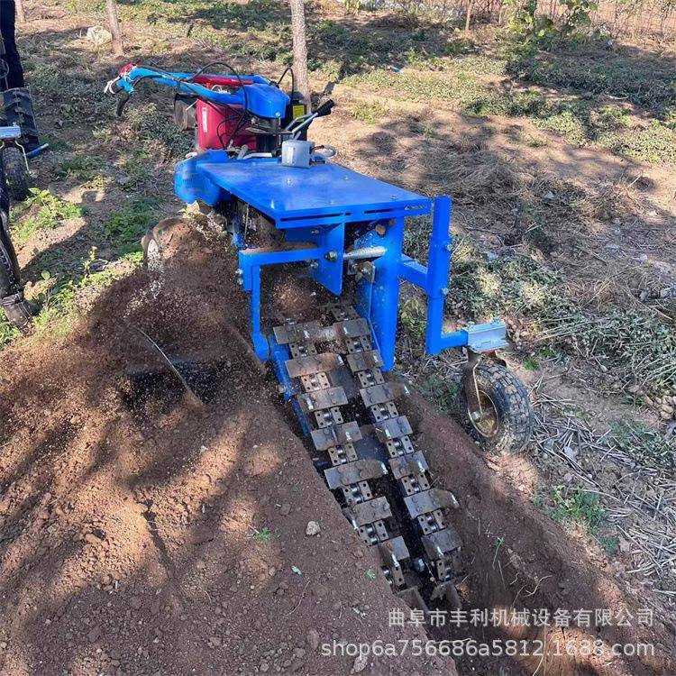 农田果园链条式开沟机山药种植挖沟开沟机小型自走式开沟机