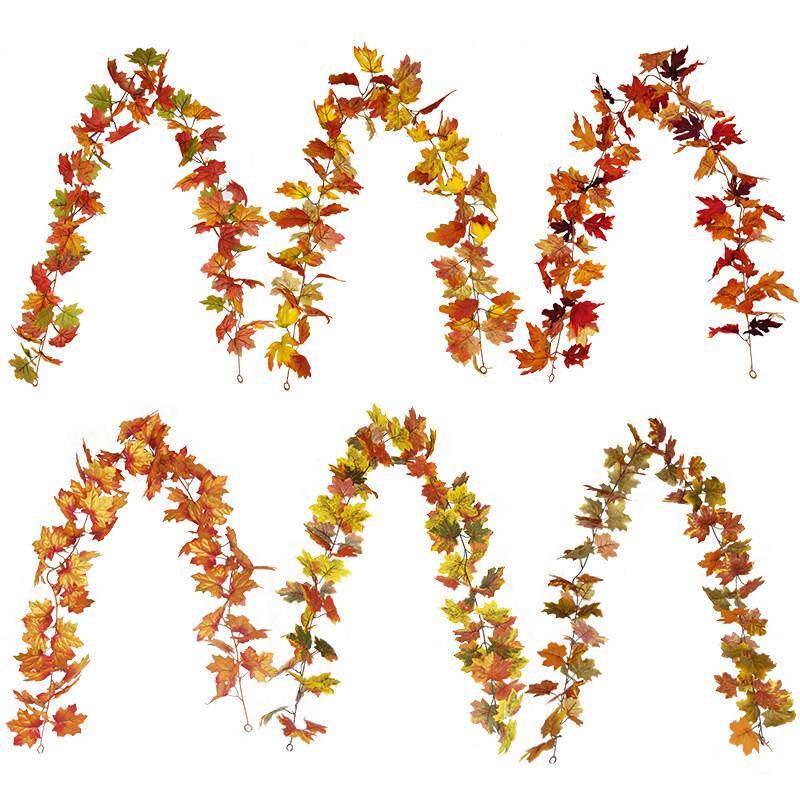 彷真 秋天红枫叶藤条 高档 装饰 花藤 橱窗装扮 假叶子万圣节花艺
