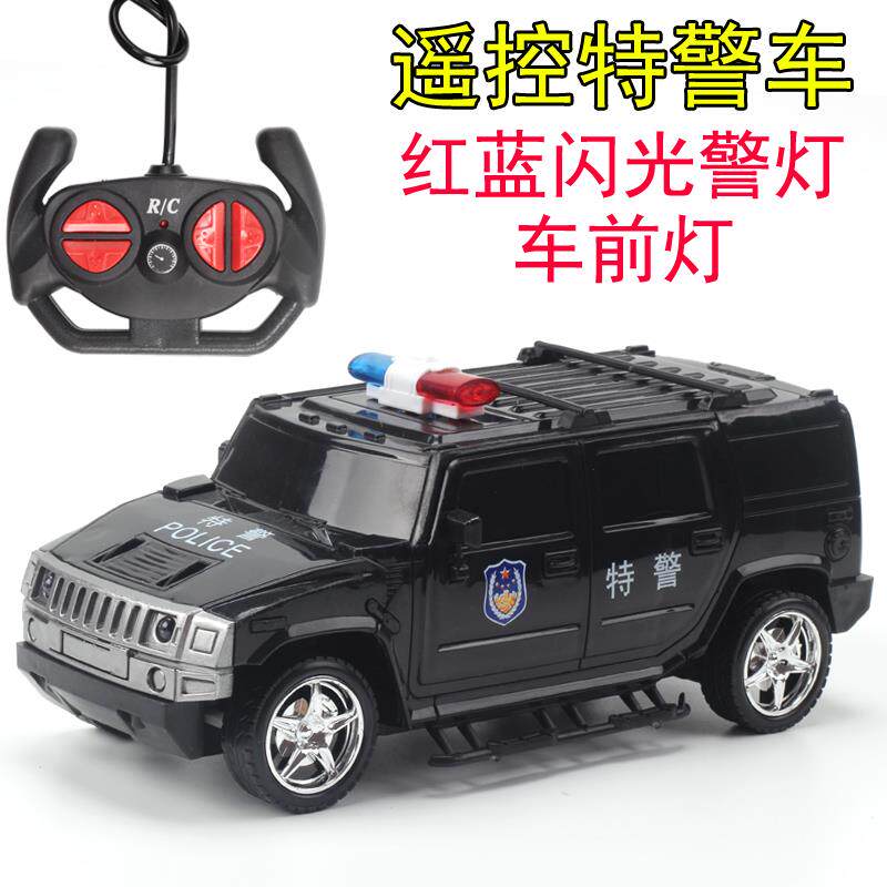 电动遥控灯光彷真悍马特警车110公安警察车男孩汽车越野赛车玩具