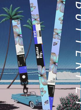 SDAN原创蓝色蝴蝶手机挂绳挂脖子手腕绳耳机长短款防丢钥匙扣挂件