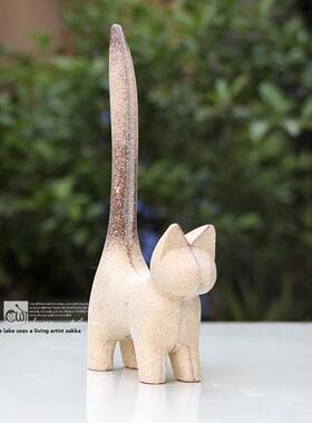 长尾小猫装饰品木毛毛坯白色DIY绘画着色材料材料桌面装饰