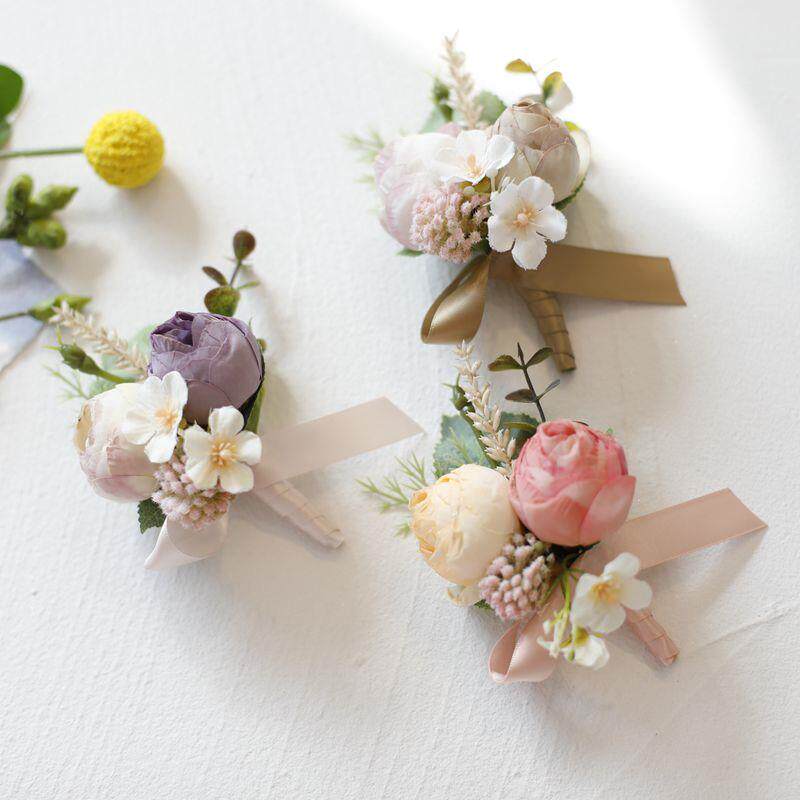 仿真露莲花苞新娘伴娘婚礼手腕花 会议商务典礼胸花新郎伴郎襟花