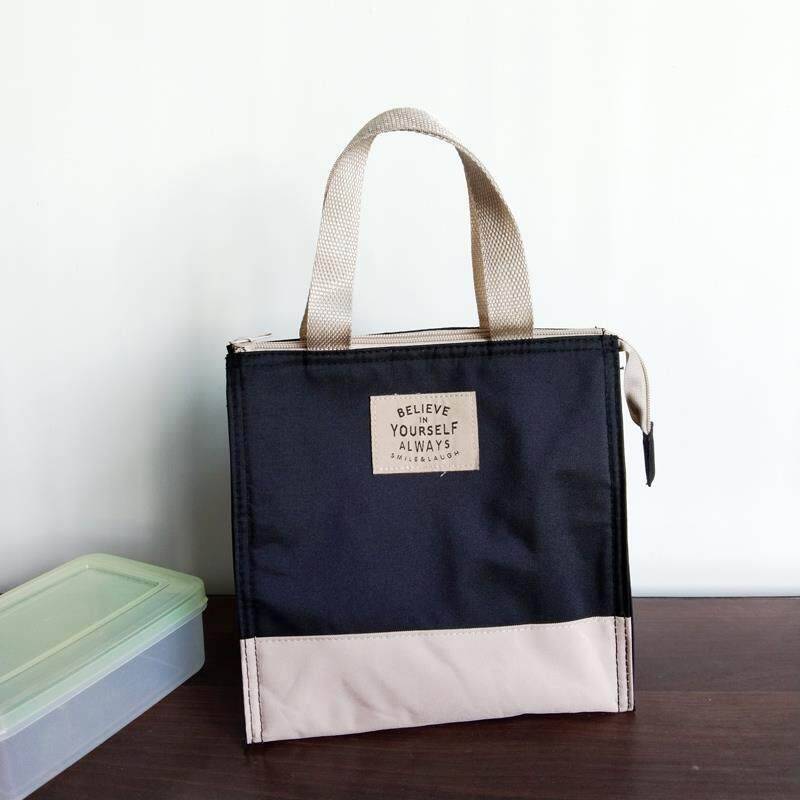 日式拼接加厚手提保温袋子字母饭盒便当带饭铝箔防水饭盒袋布子