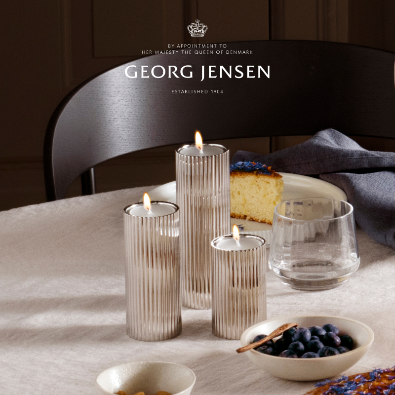 圣诞礼物GeorgJensen乔治杰生BERNADOTTE烛台三件套餐厅摆件