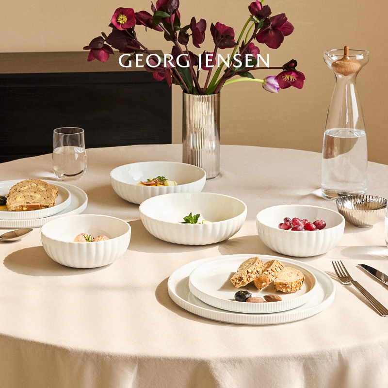 圣诞礼物GeorgJensen乔治杰生BERNADOTTE王子白瓷餐具碗盘碟子