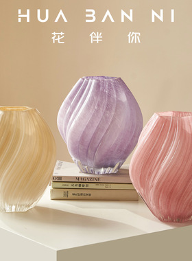 稀缺质感花瓶客厅插花玻璃花瓶ins风轻奢感摆件干花水养简约