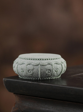 稀缺质感石敢当圆形石墩圆墩石狮子底座盆栽花园工艺石垫禅意摆件