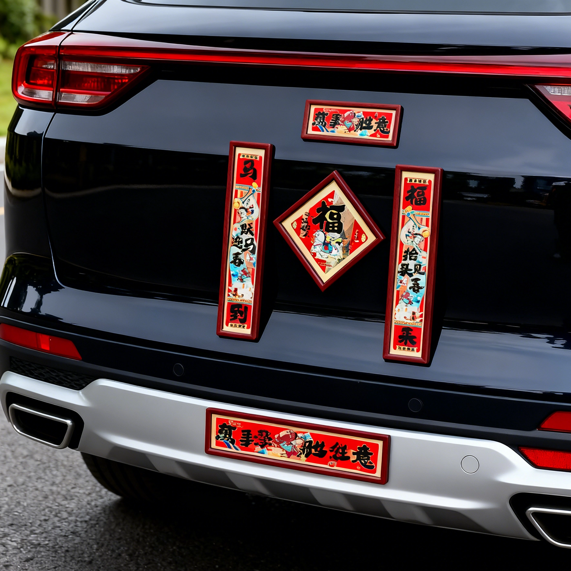 新年磁吸汽车对联冰箱贴