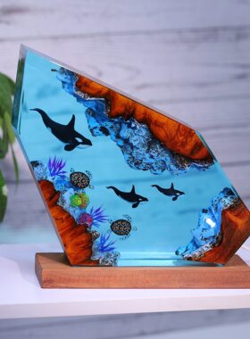 稀缺质感热卖虎鲸海龟树脂灯环氧树脂台灯家居装饰生日礼物推荐