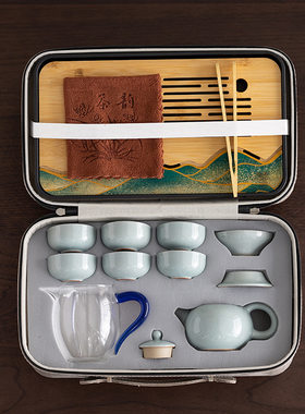 稀缺质感功夫旅行茶具套装家用户外喝茶新款盖碗茶杯茶壶整套泡茶