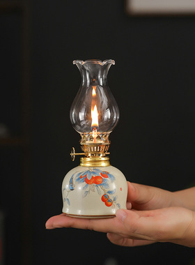 稀缺质感陶瓷长明灯茶室摆件家用手工创意酒吧佛供酥油灯露营氛围