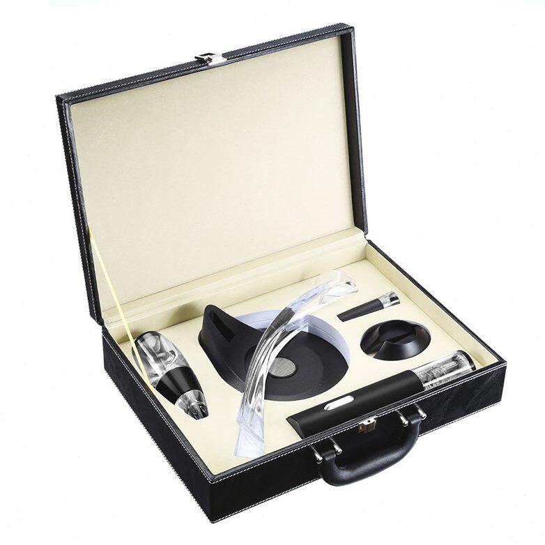 甄选红酒快速醒酒器酒具套装 醒酒器电动开器酒具醒酒器皮盒装