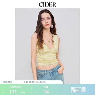无袖 CIDER夏季 蕾丝短款 女装 背心上衣1016343 新品
