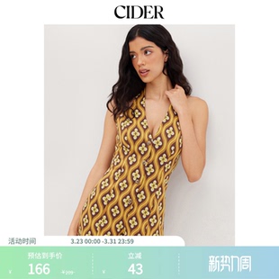 114491184 提花V领几何纽扣卷边连体裤 CIDER夏季 女装