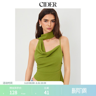 挂脖带丝巾夏吊带背心上衣114333831 CIDER正品 明星同款