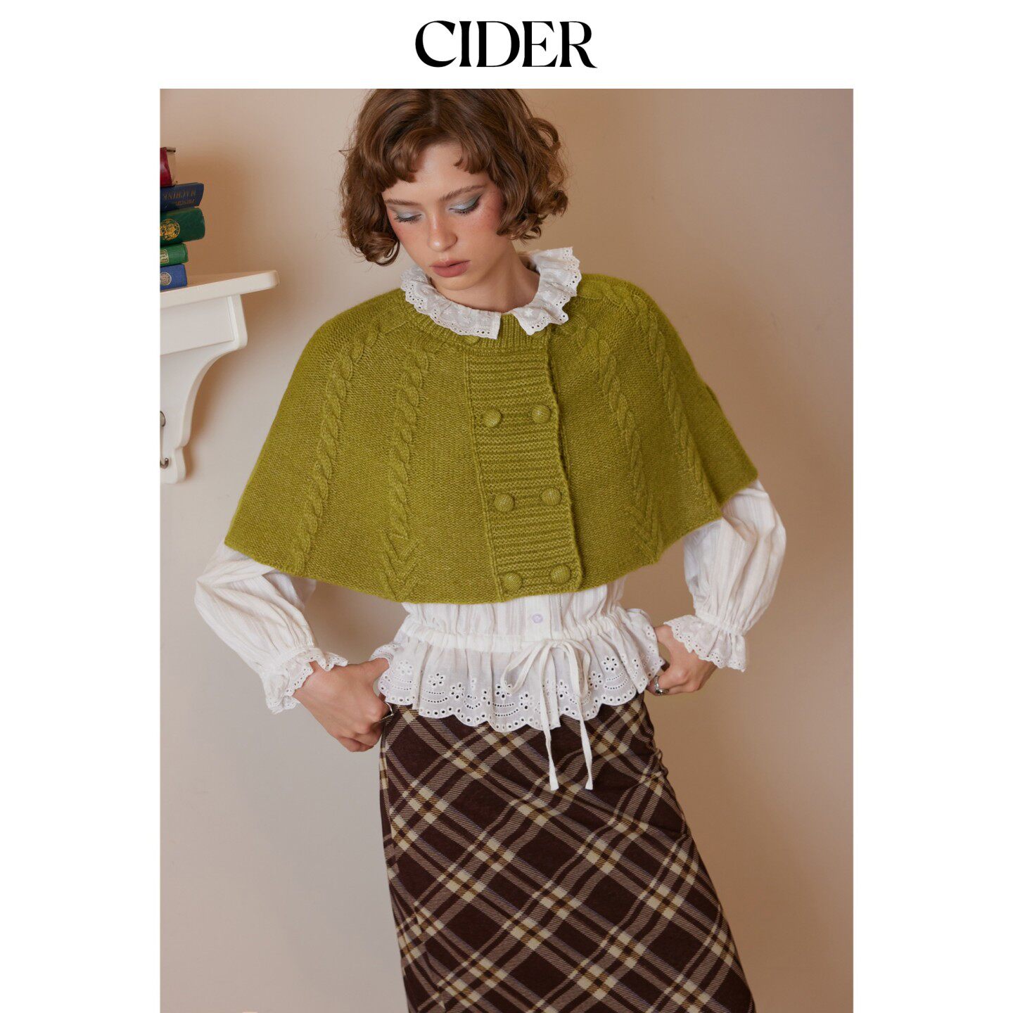 CIDER2026秋季新品麻花针织斗篷袖宽松开衫115816485