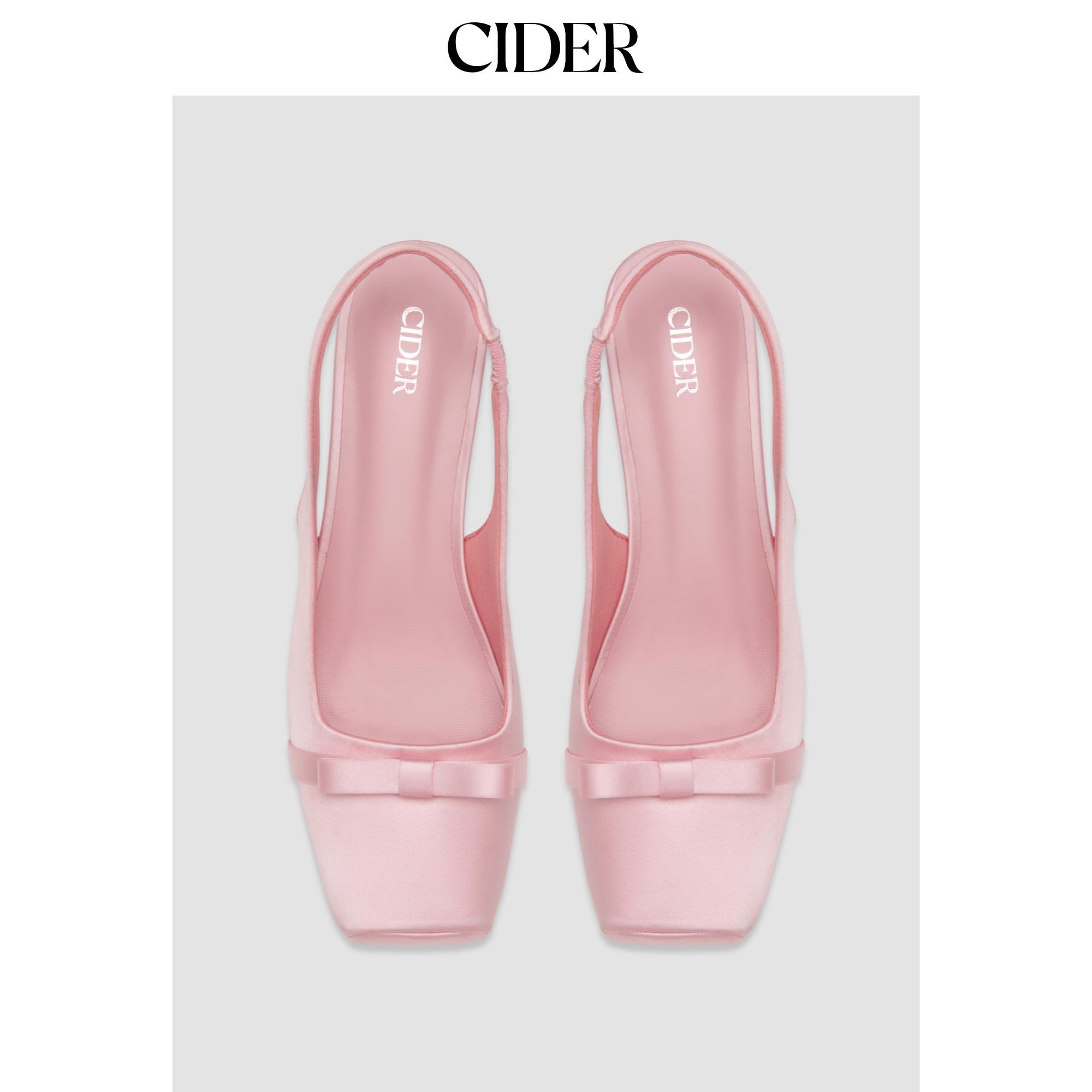 CIDER秋冬新品女装蝴蝶结方头缎面高跟鞋 114577256图片