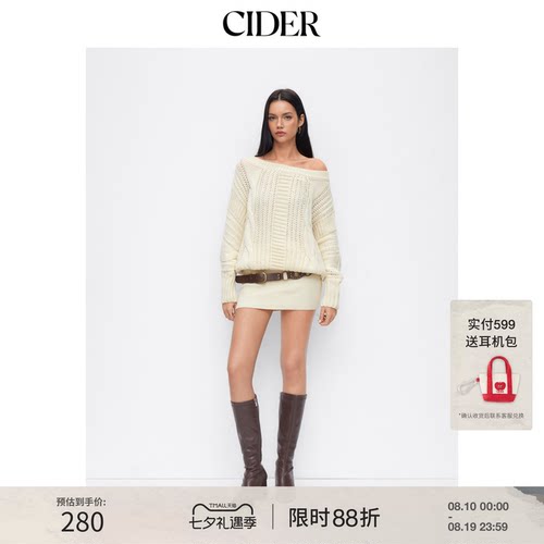 CIDER粗针织不对称领低腰迷你连衣裙114968663