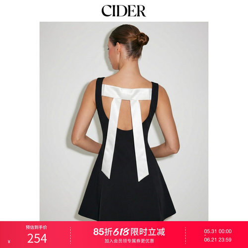 CIDER2026春季新品高腰蝴蝶结露背A字迷你连衣裙115256488