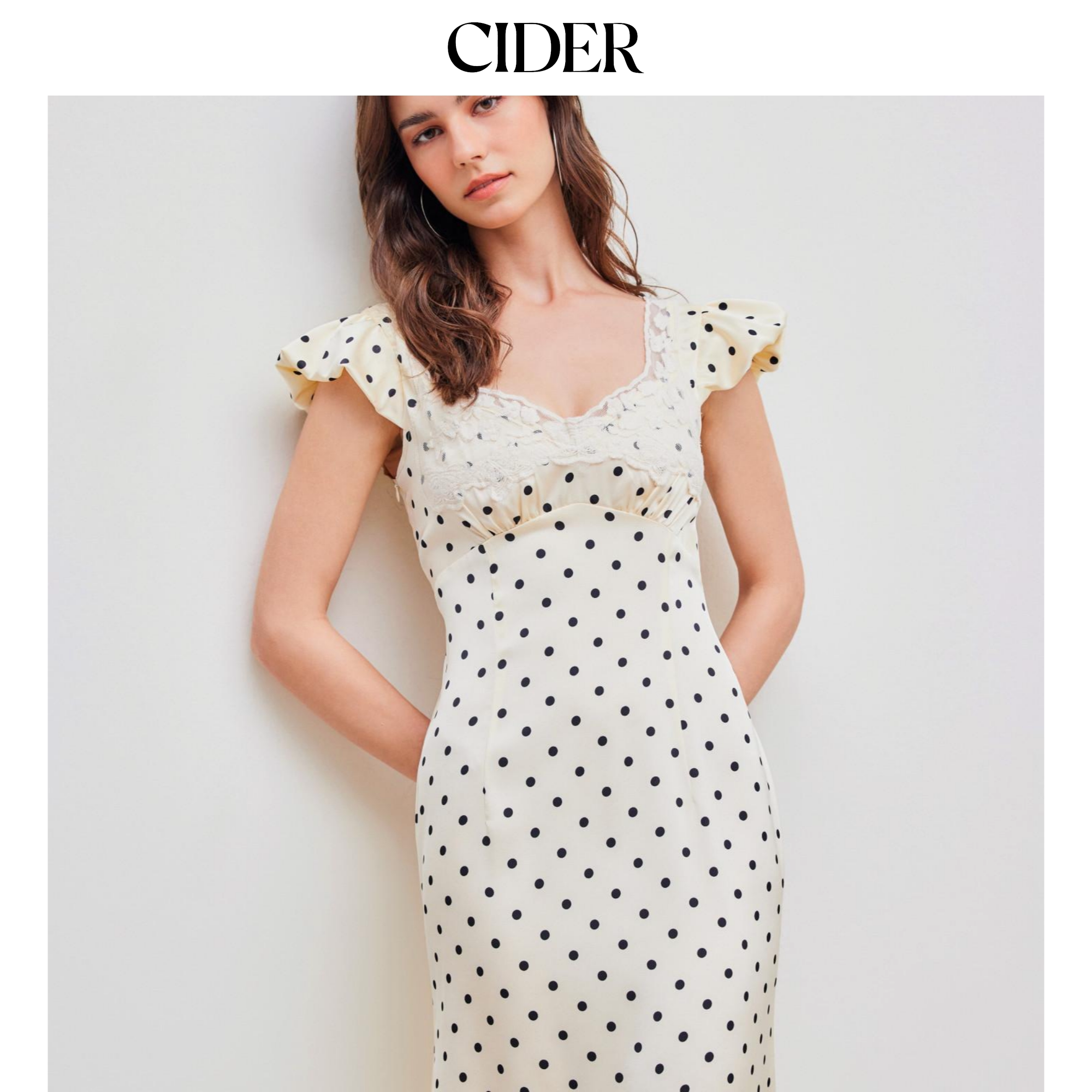 CIDER毕业季穿搭｜法式度假气质名媛波点蕾丝镶边连衣裙109052402图片