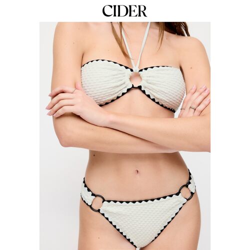 CIDER2026春季新品纯色挂脖O型环褶皱比基尼套装115235562