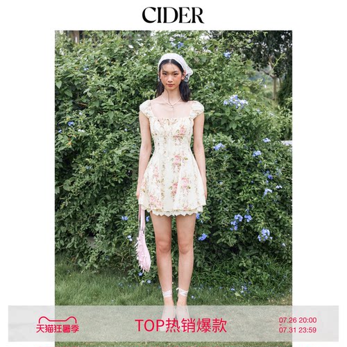 【明星同款】CIDER正品美式背心裙夏吊带连衣裙碎花裙114348921