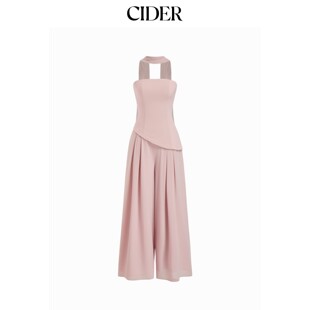 CIDER秋季新品雪纺中腰抹胸不对称系带阔腿连体裤115533781