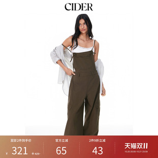 CIDER棉方领高腰工装宽松弧形裤腿连体裤115786114