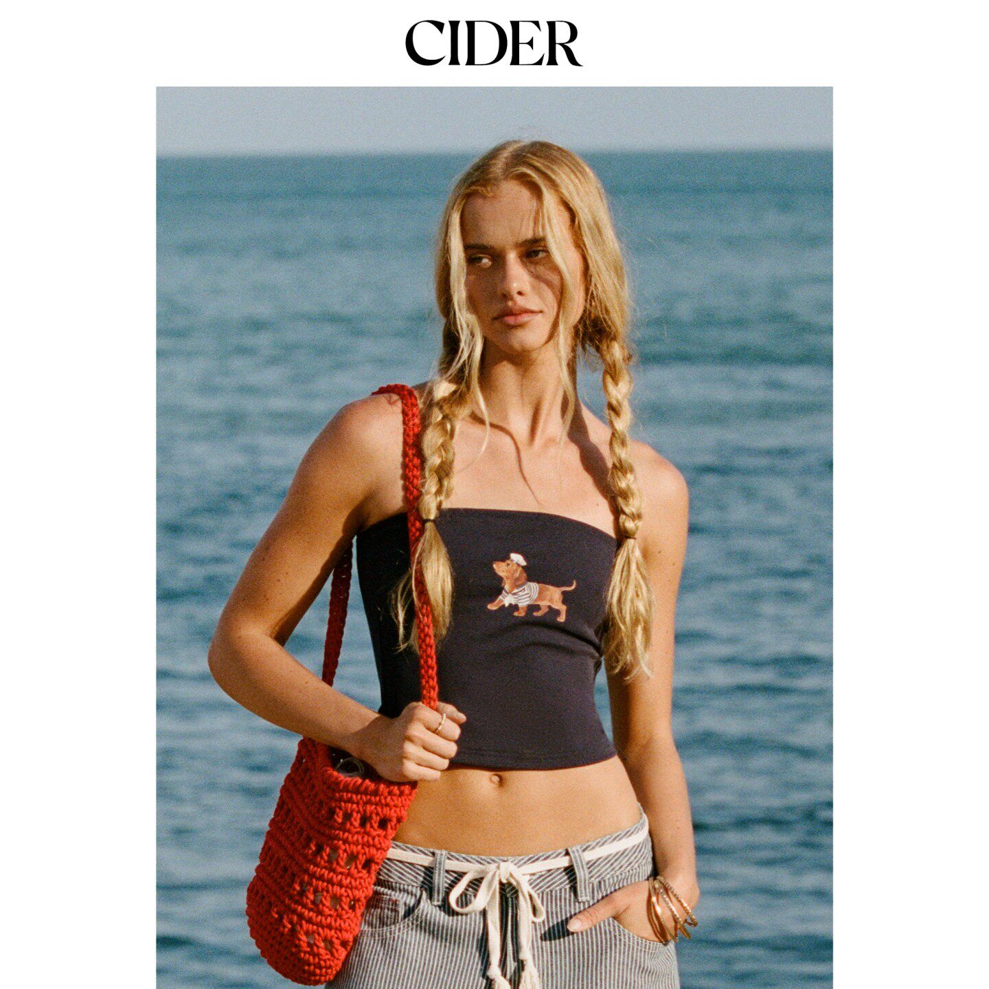 CIDER2026夏季新品棉混纺狗狗印花抹胸上衣115413743