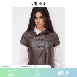 114824959 上衣女装 CIDER娃娃领仿皮彼得潘翻领纽扣短款 短袖