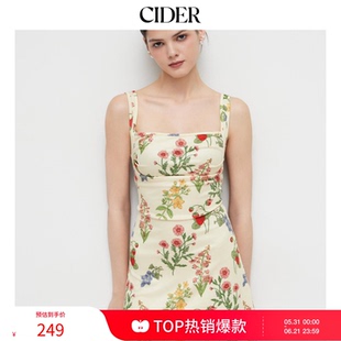 CIDER夏季新品女装碎花水果印花迷你连衣裙109878875