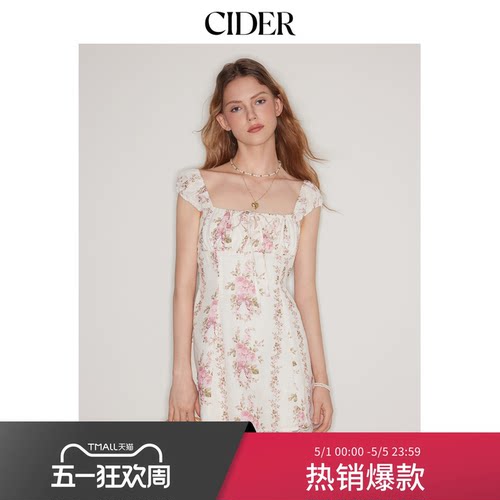 【明星同款】CIDER正品美式背心裙夏吊带连衣裙碎花裙114348921