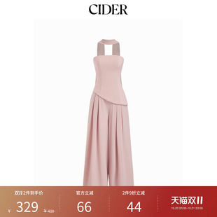 CIDER秋季新品雪纺中腰抹胸不对称系带阔腿连体裤115533781