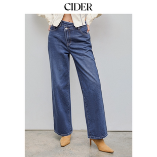 高腰口袋宽松牛仔长裤 100433644 女装 CIDER春秋新品