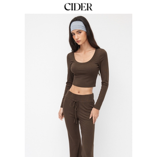 套装 CIDERU领短款 上衣 中腰抽绳阔腿裤 114809519 女装