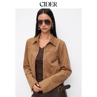 拉链夹克115032135 CIDER翻毛翻领长袖