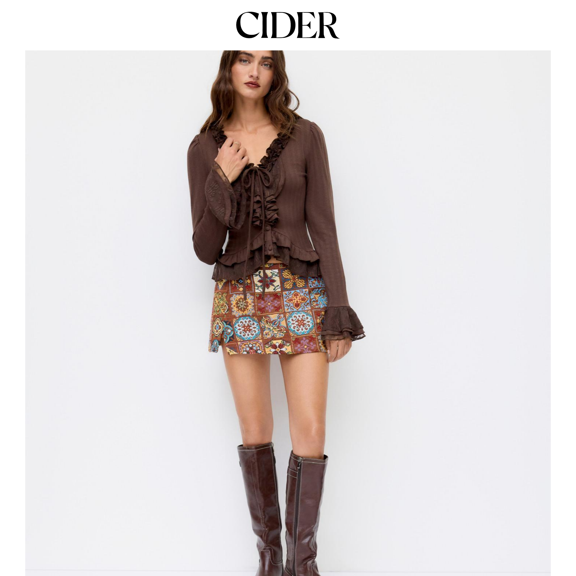 CIDER夏季女装提花低腰碎花开衩迷你短裙裤114962467