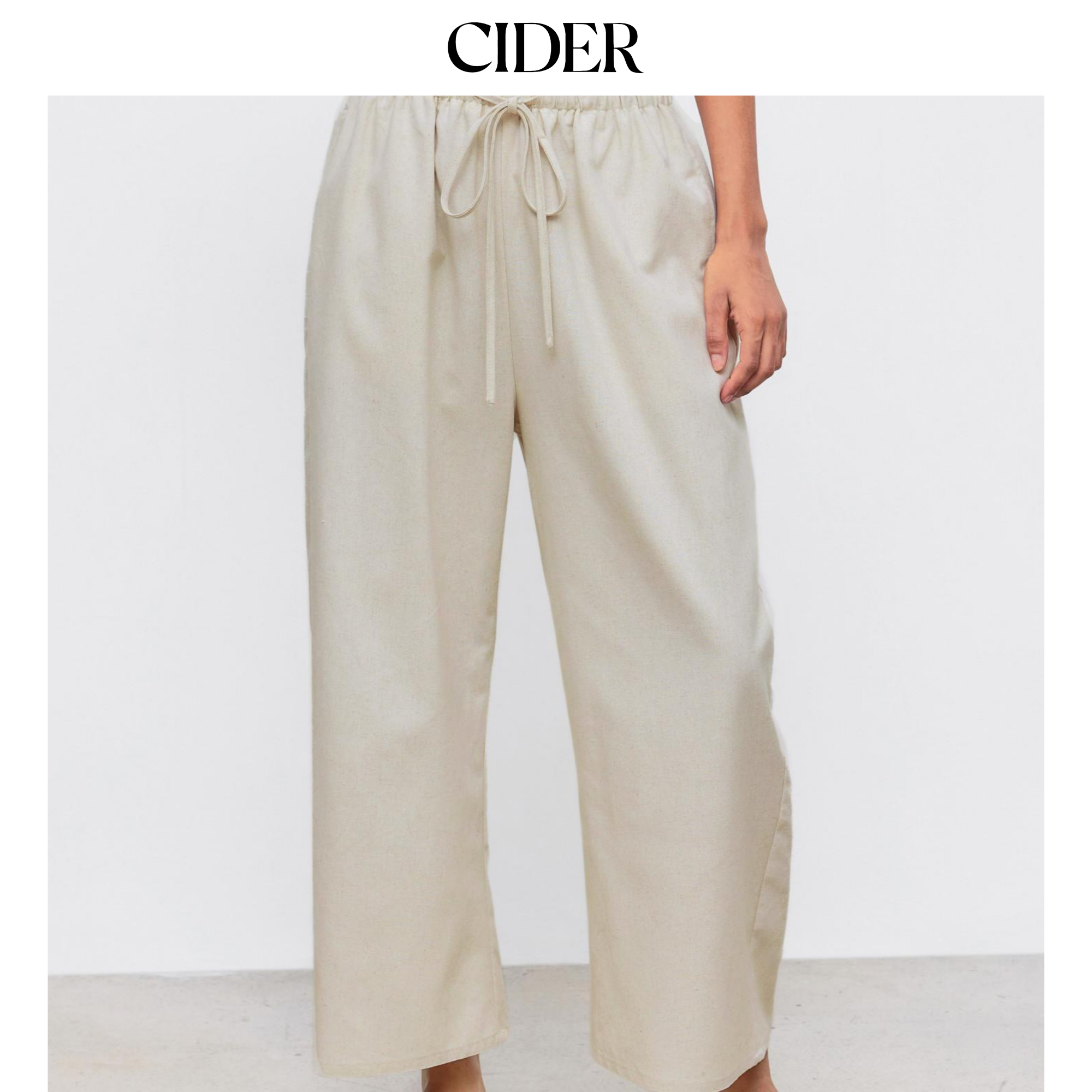 CIDER 美式慵懒松弛感裤子亚麻低腰系带阔腿裤10903975